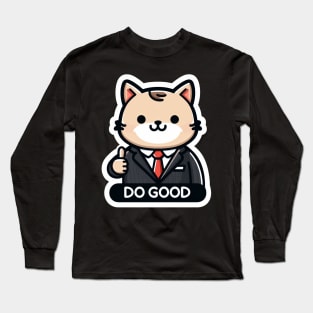 DO GOOD Cat Office Worker Long Sleeve T-Shirt